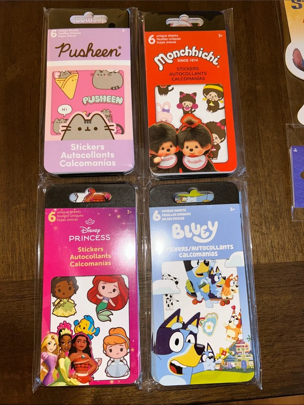 4 packages of 6 pack sets of stickers sealed